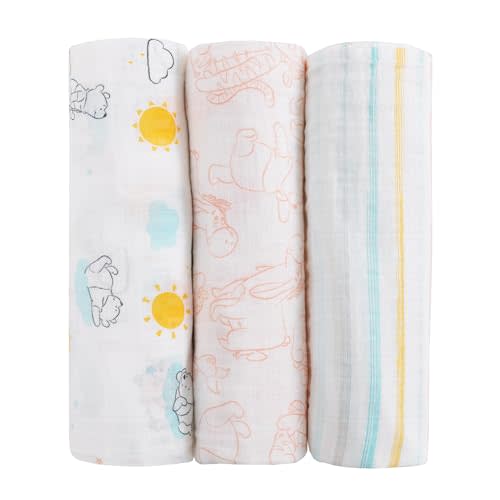 Disney Winnie the Pooh 3 Piece Muslin Swaddle Baby Blanket Set