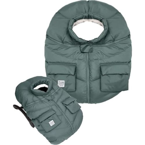 7AM Enfant Car Seat Covers - Cocoon Baby Cover for Boys & Girls, Rain & Snow Repellent, Breathable Windproof, Center Zipper, Universal Fit for Infant Car Seat (0-12M) (Pine)
