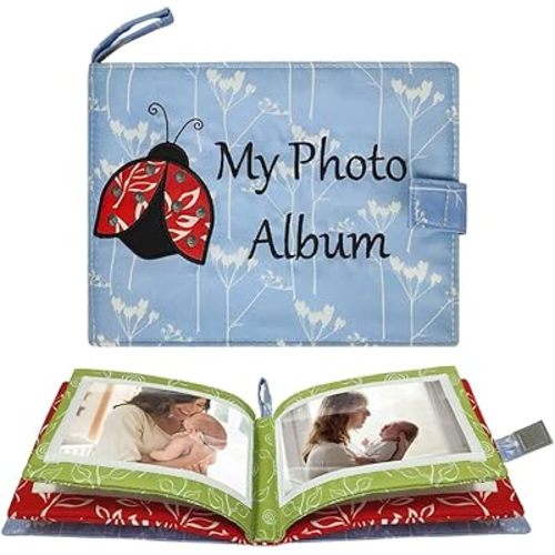 Baby Soft Photo Albums My First Family Album Soft Cloth Baby Photo Book My First Family Photo Album -Soft Cloth,Baby Safe,Holds 4x6 Photo Album (Blue)