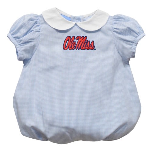 Ole Miss Rebels Embroidered Light Blue Girls Baby Bubble