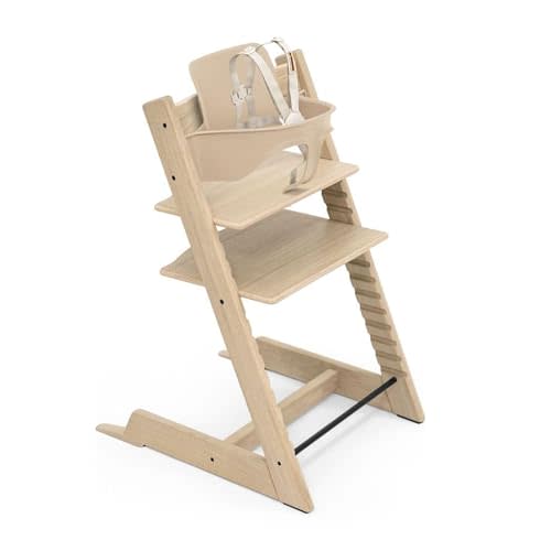 Stokke Tripp Trapp Oak High Chair 2, Natural - Includes Chair + Baby Set with Removable Harness for Children 6-36 Months - Adjustable, Ergonomic & Easy to Clean
