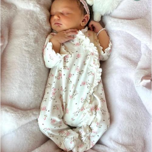 Vintage Rose Footed One-Piece And Hat