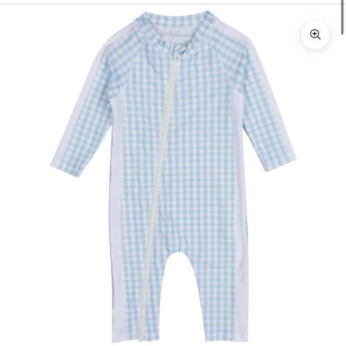 Sunsuit - Long Sleeve Romper Swimsuit | "Blue Gingham"