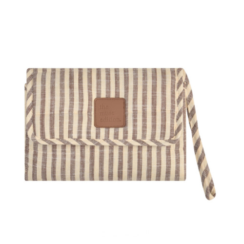 Lemon Sorbet Stripe Linen Change Mat