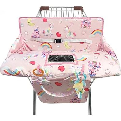 Shopping Cart Cover for Baby,2-in-1 High Chair Cover with Portable Cloth Bag,Cart Seat Pad for Babies Grocery Cushion Cover Restaurant,Suitable for All Supermarkets