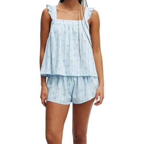 Ruffle Pajama Set for Women Floral 2 Piece Lounge Set Cami Top and Shorts Summer Pj Sleepwear