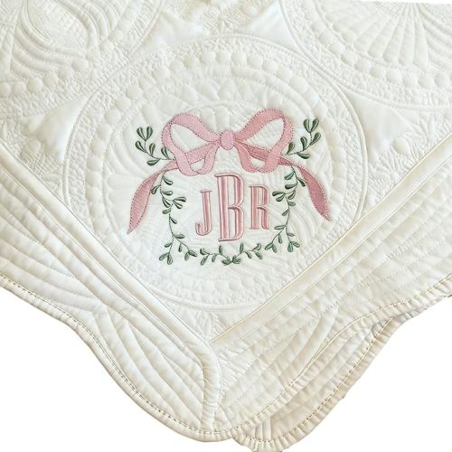 Wildflower Nursery Baby Quilt Embroidered Heirloom Baby Shower Gift