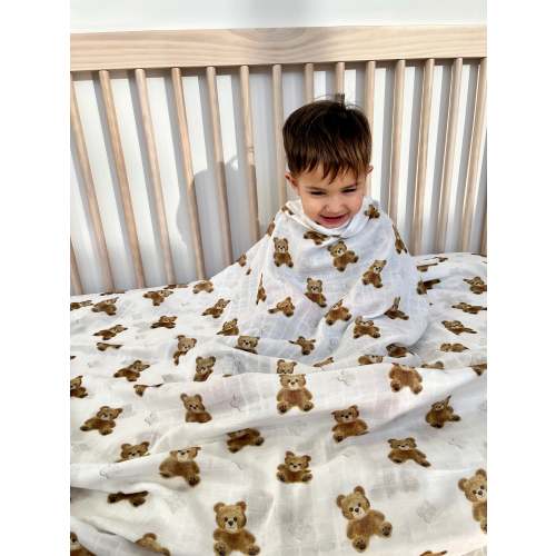Couverture de mousseline: Oursons charmants – Tipou bébé