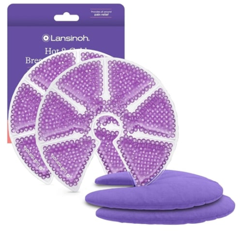 Lansinoh Breast Therapy Packs, Hot and Cold Breast-Pads with 2 Soft Covers, Postpartum Essentials for Nipple Pain Relief, Mastitis, Engorgement, Support for Breastfeeding and Pump Aid, 2 Pack
