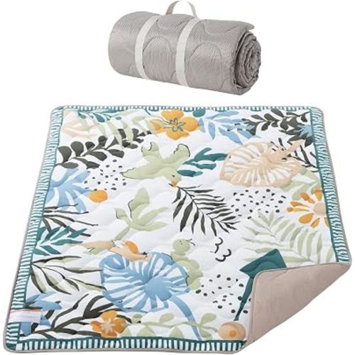 Momcozy Baby Play Mat for Floor, 50"x50" Thickened Playpen Mat, Playmate for Baby Tummy Time, Waterproof & Non-Slip, Foldable Outdoor Mat with Carrying Handle, Forest World