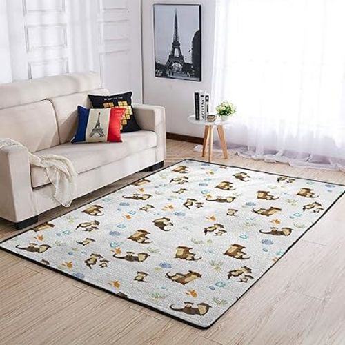 Sea Otter Animals Area Rugs Cute Animals Family Throw Carpet Sea Animals Decorative Floor Carpet Mats for Boy Girl Toddler Nursery Bedroom Living Room Kitchen Bathroom Home Decor Playmat 48x72