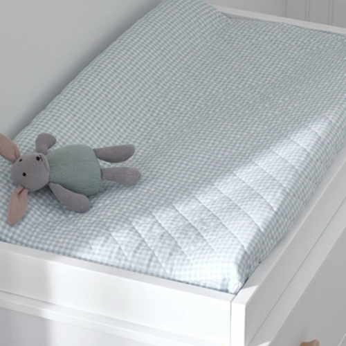 Ditsy Gingham Classic Cool Organic Cotton Percale Quilted Changing Pad Cover