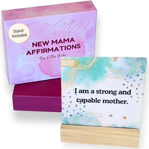 Little Bobo New Mom Affirmation Cards | Display Stand Included | Best Postpartum Gifts | 40 Empowering New Mama Affirmation Cards | Encouragement for First Time Mom Gifts