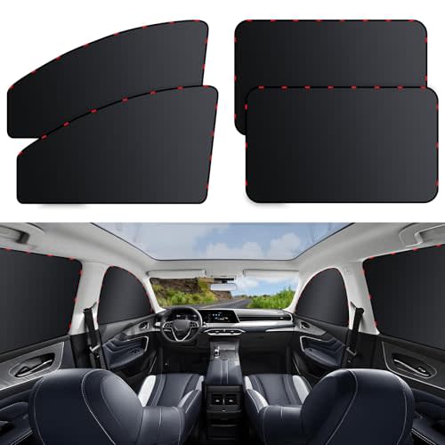 OUTMX 2 Pcs Car Window Shades for Rivian R1S 2022 2023 2024, Breathable Side Sun Stretch Screens for Baby/Camping Heat Block UV Protection,4pcs