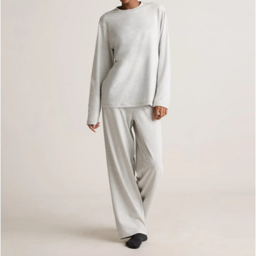 Dream Lounge Oversized Long Sleeve Pajama Set in Light Heather Grey