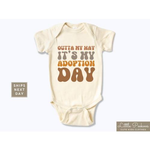 Outta My Way It's My Adoption Day Retro Baby Onesie®, Funny Retro Adoption Day Toddler Raglan, Cute Adoption Day Natural Kids Shirt