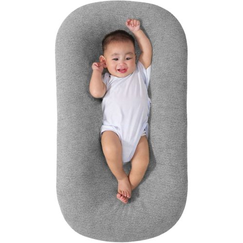 Baby Lounger, Baby Lounger for Newborn, Soft Breathable Washable Infant Lounger for Baby Home and Travel (Grey, 0-12 Months)