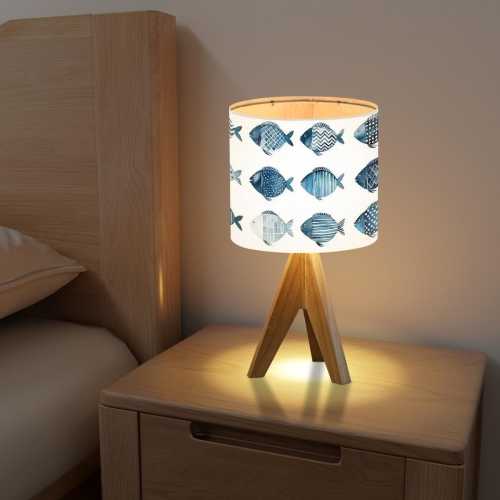 Blue Watercolor Fish Tripod Table Lamp | Coastal & Nautical-Inspired Accent Lamp for Beach House, Living Room, Ocean Decor, Unique Fish Lamp