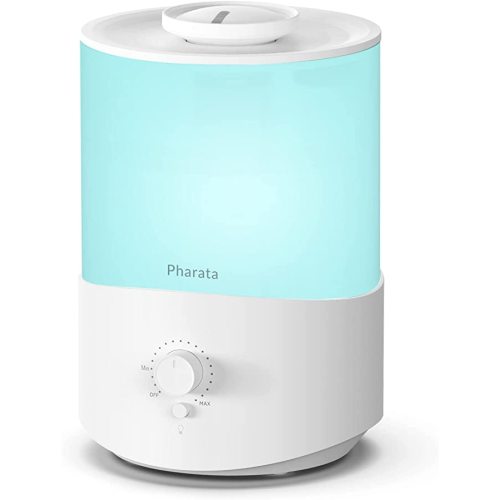Pharata Humidifiers for Bedroom Large Room, 2.5L Cool Mist Humidifier with Essential Oil Diffuser, Top Fill Air Humidifier for Baby Home, Plant, Adjustable Mist Output, Auto Shut-Off, (White)