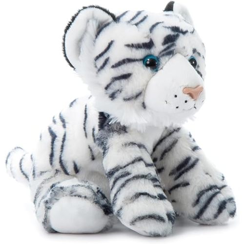 The Petting Zoo Tiger Stuffed Animal, Gifts for Kids, Wild Onez Zoo Animals, White Tiger Plush Toy 9 inches