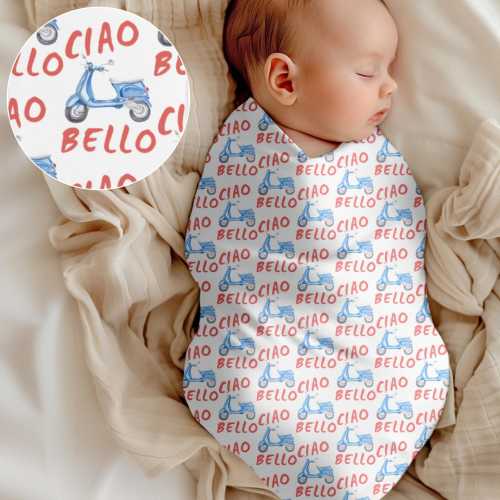 Ciao Bello Italian Baby Boy Swaddle Blanket Italian Boy Newborn Swaddle Italy Theme Baby Shower Gift Stroller Blanket Expecting Parents Gift