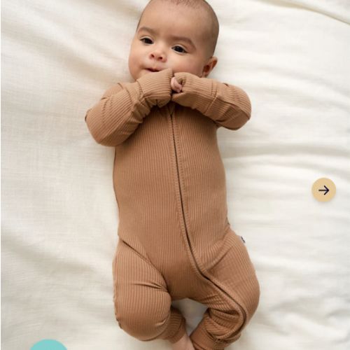 Chestnut Brown Ribbed Zippy | Little Sleepies