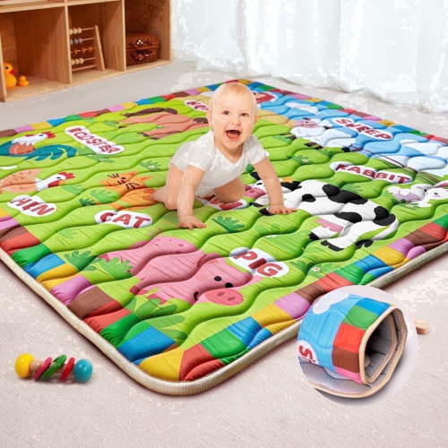 Beavtaens Baby Play Mat for Floor, Foam 50"x50"x1" Playpen Mat, Thickened & Non-Slip, for Ages 0-4