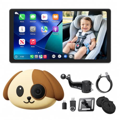 Cabin Care Baby Car Camera, CarPlay Baby Monitor, 1080P, 157° Wide View | No Extra Screen Needed, Built-In Car Screen,No-Glow IR Night Vision, Split Screen, For iPhone, Wireless CarPlay
