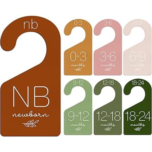 Whaline 7Pcs Baby Closet Size Dividers Colorful Acrylic Hanger Clothes Organizers Newborn to 24 Month Thicken Infant Wardrobe Clothes Hanger Separators for Home Nursery Baby Clothes, 3.5 x 7 Inch