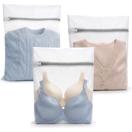 3Pcs Durable Fine Mesh Laundry Bags for Delicates | (1Large, 1Medium, 1Small)