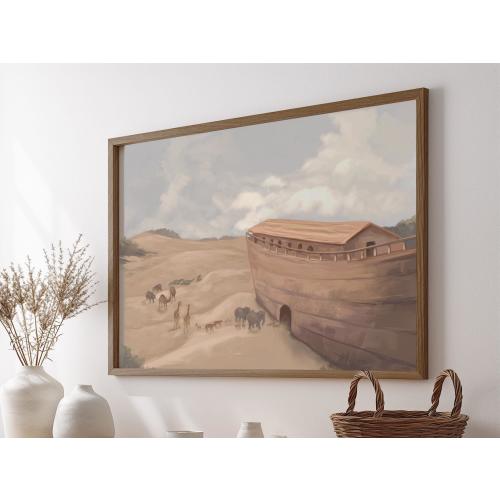 Noah's Ark Wall Art | Framed Biblical Print | Modern Christian Home Decor | Faith Art | Bible Story | Ready to Hang