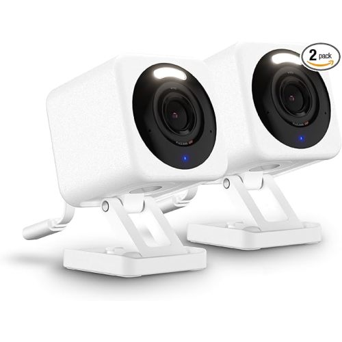 WYZE Cam v4 (Latest Model), 2.5K AI Security Camera, Indoor/Outdoor Cameras for Home Security, Baby Monitor & Pet Camera, Color Night Vision, No Subscription Required, Free Expert Help (2 Pack)