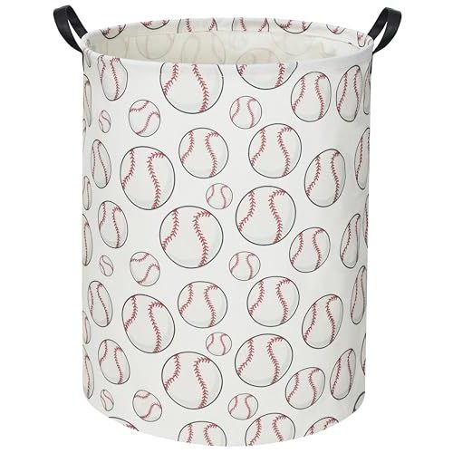 TIBAOLOVER Baseball Kids Laundry Basket Baby Hamper Toy Storage Bin for Boys Room Decor Baby Nursery Hamper Gift Baskets for Bedroom Bathroom(Baseball)