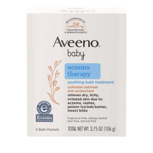 Aveeno Baby Eczema Therapy, Anti-Itch Relief Colloidal Oatmeal Bath Treatment for Kids & Toddlers, 5 Ct