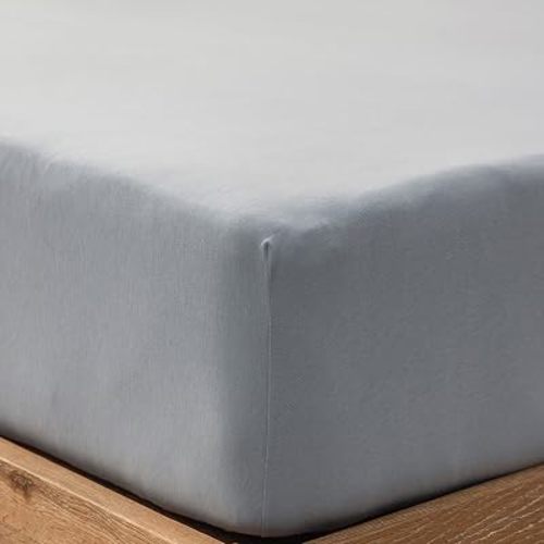 PURE ERA Jersey Fitted Sheet Only Solid Light Blue Queen