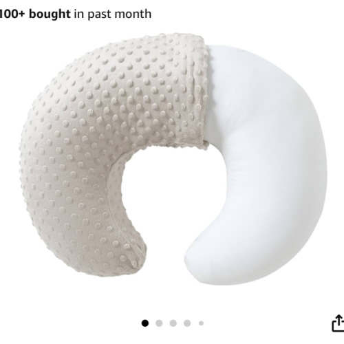Baby Nursing Pillow and Body Positioner with Premium Slipcover for Breastfeeding for Baby Boys and Girls, Feeding Pillow with Breathable Comfortable Pillowcase (Sand)