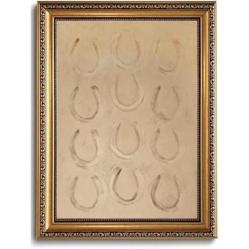 Horseshoe Decor, Gold Framed Wall Art, Western Wall Decor, 12x16 Inch