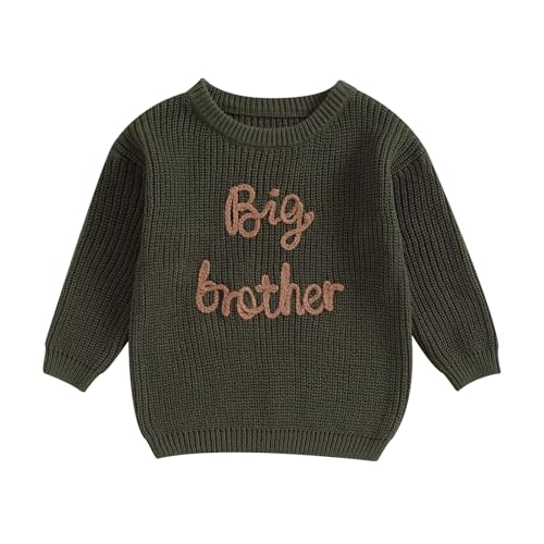 Toddler Baby Girl Boy Long Sleeve Knit Sweater Brothers Sisters Letter Embroidery Round Neck Pullover Fall Winter Tops