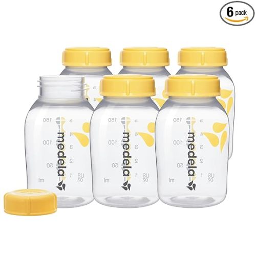 Medela Breast Milk Collection and Storage Bottles with Solid Lids - 6pk/5oz-150mL Breastmilk Container, Compatible Breast Pumps and Made Without BPA