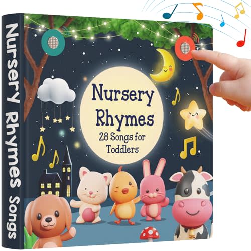 LEARNING BUGS Nursery Rhymes – Sing Along with 28 Favorite Nursery Rhymes, Musical Books for Toddlers, 28-Button Music Book, Musical Toys for Toddlers 1-3