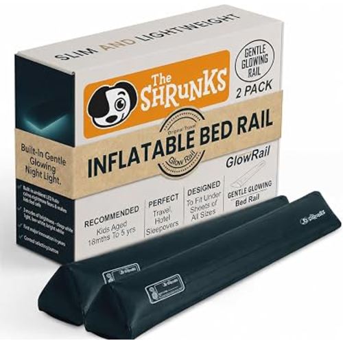 Travel Bed Rail – Inflatable Bed Bumper for Safe Sleep & Fall Protection | Fits Twin, Full, Queen & King Beds | Non-Slip Base | Built-In Gentle Glowing Night Light | Portable Travel Bed Rail | 2-Pack