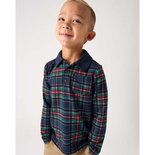 Northern Night Plaid Polo Shirt | Little Sleepies