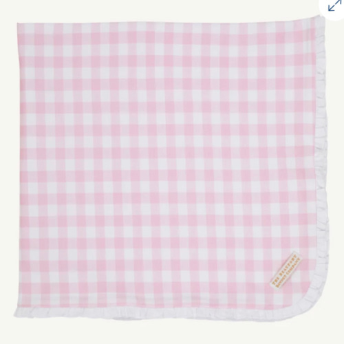 Baby Buggy Blanket - Palm Beach Pink Gingham with Worth Avenue White