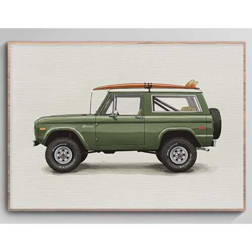 Class Ford Bronco - Watercolor/Vintage - Forest Green Surf Edition