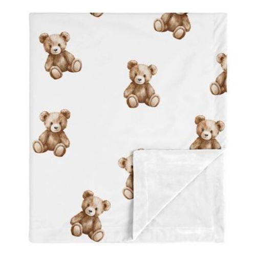 Sweet Jojo Designs Boy, Girl, Unisex/Gender Neutral Baby Receiving Security Blanket Boho Teddy Bear Brown and Taupe