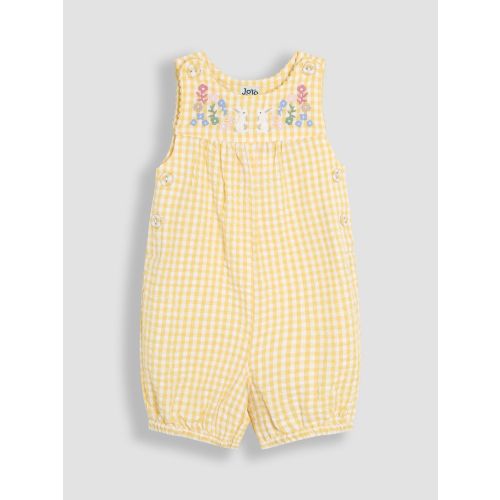 JoJo Maman Bébé Yellow Bunny Appliqué Dungarees