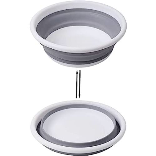 Collapsible Portable Wash Basin Dishpan 5L Kitchen Dish Pans Washing Basin Foldable Wash Dish Tub for Camping Supplies, Marine, Camper Accessories for Travel Trailers (Gray)