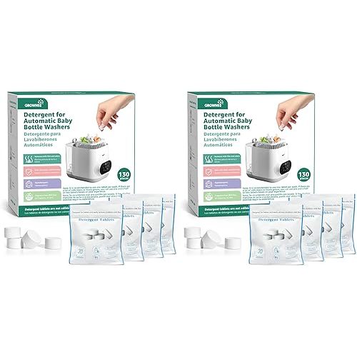 GROWNSY Official Detergent Washing Tablets - 130 PCS, Compatible with Momcozy Baby Bottle Washers (Pack of 2)