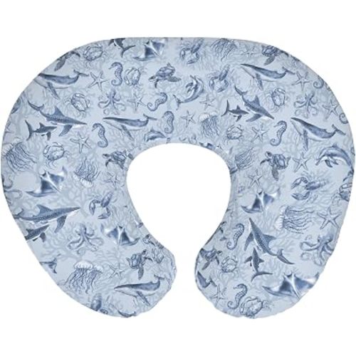 Retro Marine Animals Baby Nursing Pillow Covers for Boy Girl Whale Dolphin Jellyfish Sea Horse Turtle Coral Nursery Slipcover for Breastfeeding Pillows Ocean Animal Soft Stretchy Cover for Newborn