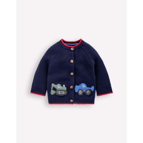 Cotton Logo Cardigan-College Navy Construction | Boden USA